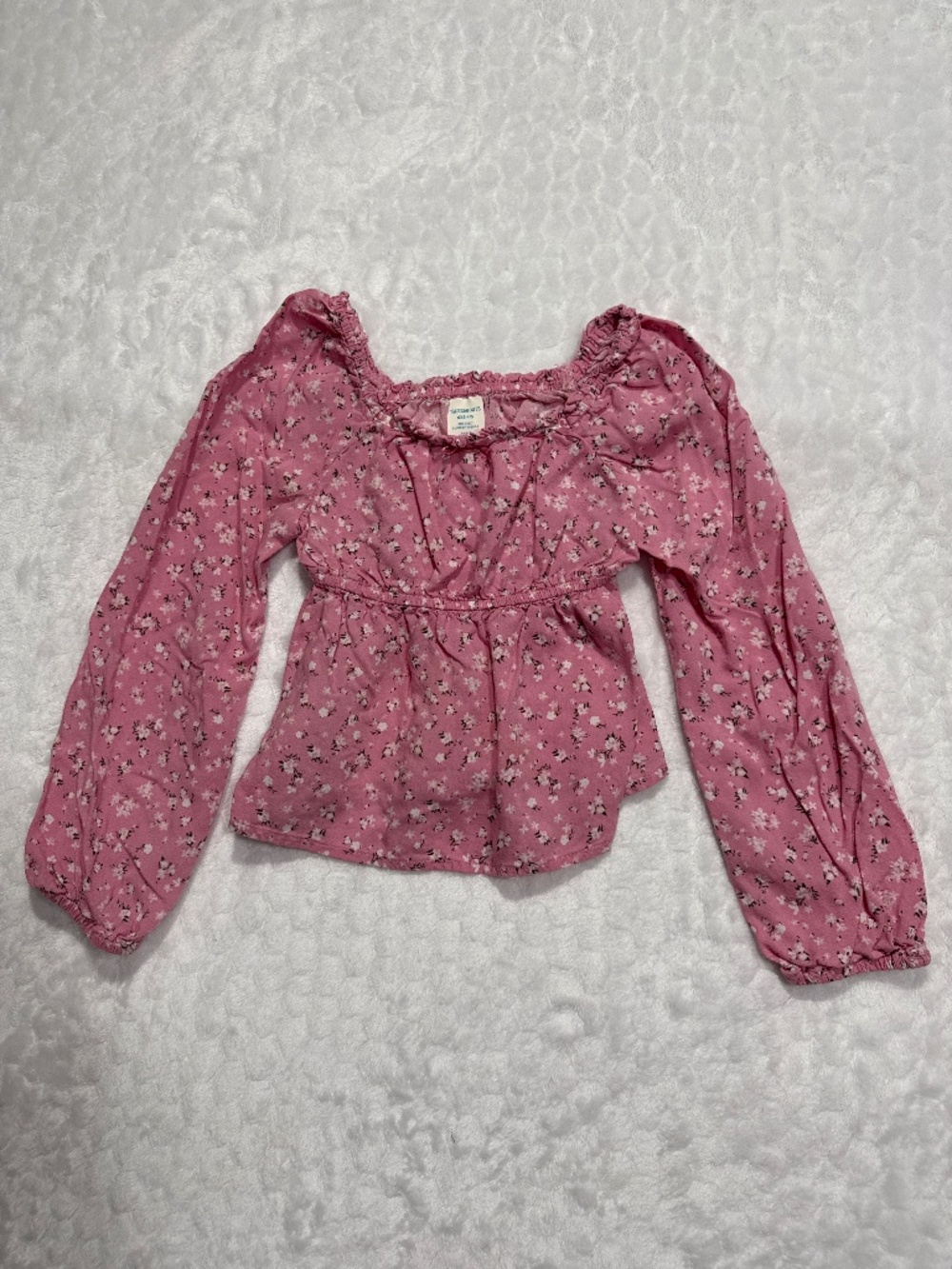 Thereabouts Girls XXS (4/5) Pink Floral Peplum Top Long Sleeve